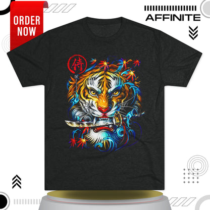 T-Shirt Cotton Graphic Tee - Fearless Tiger Tri-Blend Crew (Unisex)