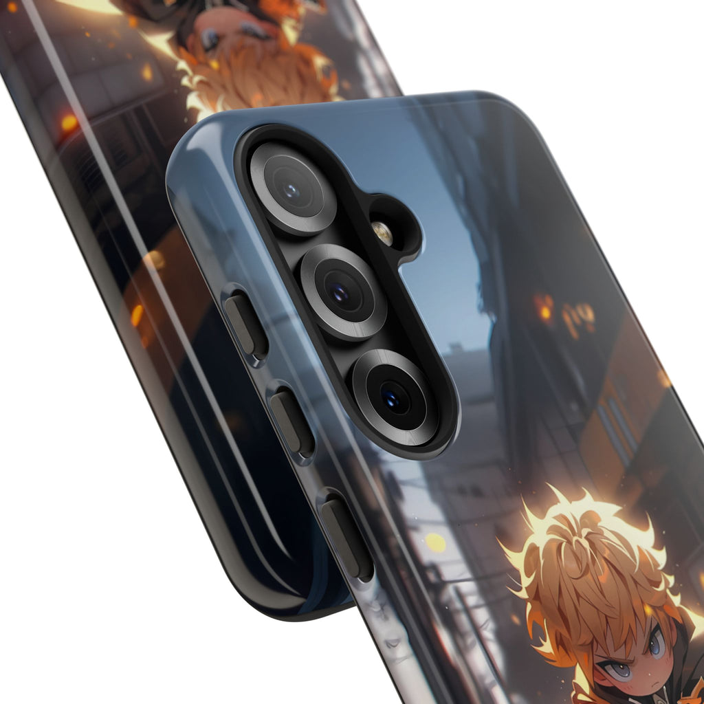 Chibi Zenitsu Lightning Tough Phone Case – Anime Protective Case for iPhone & Samsung, UV Resistant, Durable & Stylish