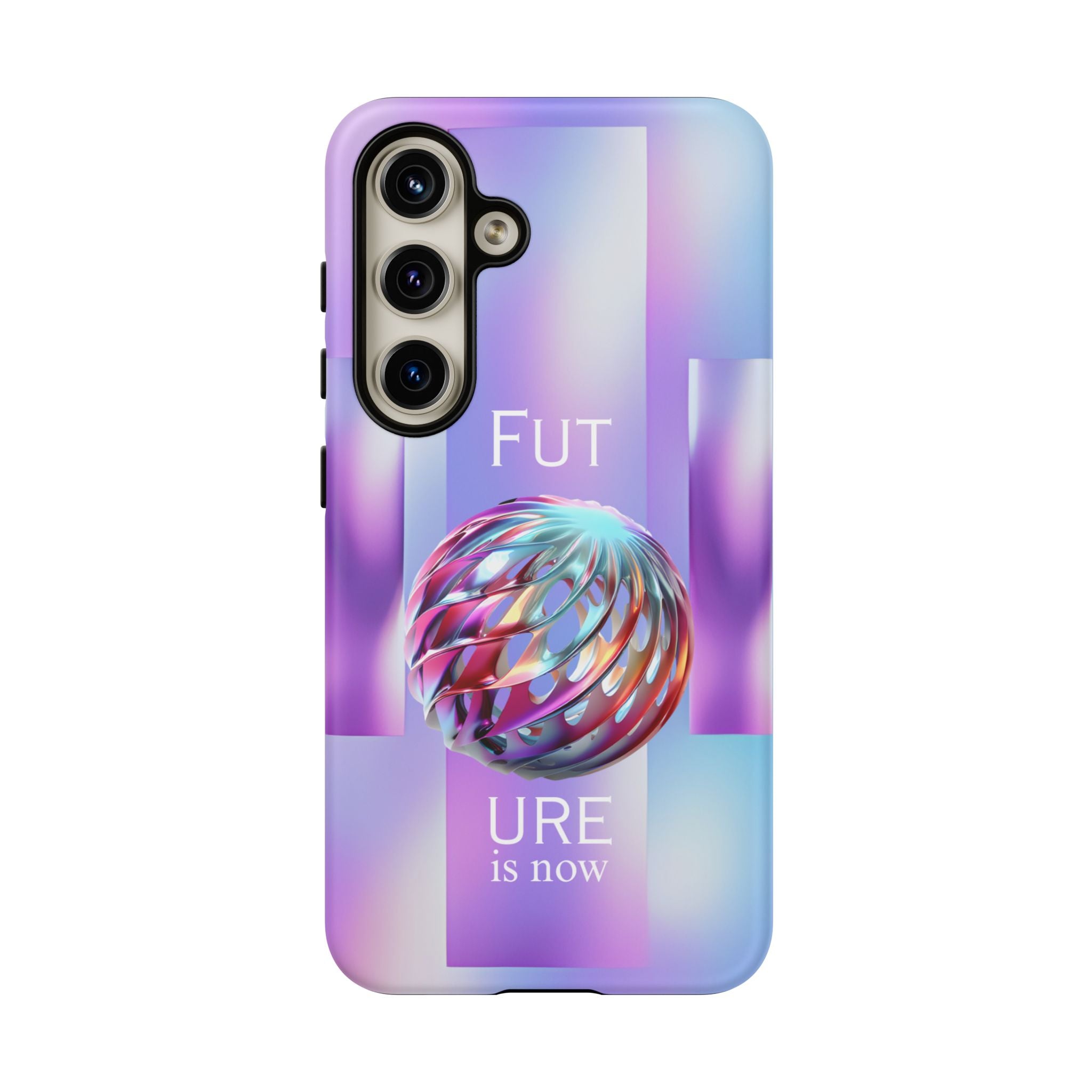 Futuristic Gradient Tough Case – 'Future is Now' 3D Design | Shockproof & UV Protected