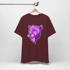 T-Shirt Vibrant Purple Leopard Tee - Unisex Jersey Shirt, Wild Animal Print, Graphic Tee, Gifts for Nature Lovers, Unique Artwear, Stylish [...] Maroon