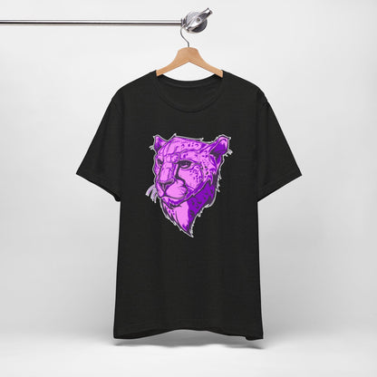 T-Shirt Vibrant Purple Leopard Tee - Unisex Jersey Shirt, Wild Animal Print, Graphic Tee, Gifts for Nature Lovers, Unique Artwear, Stylish [...] Black Heather
