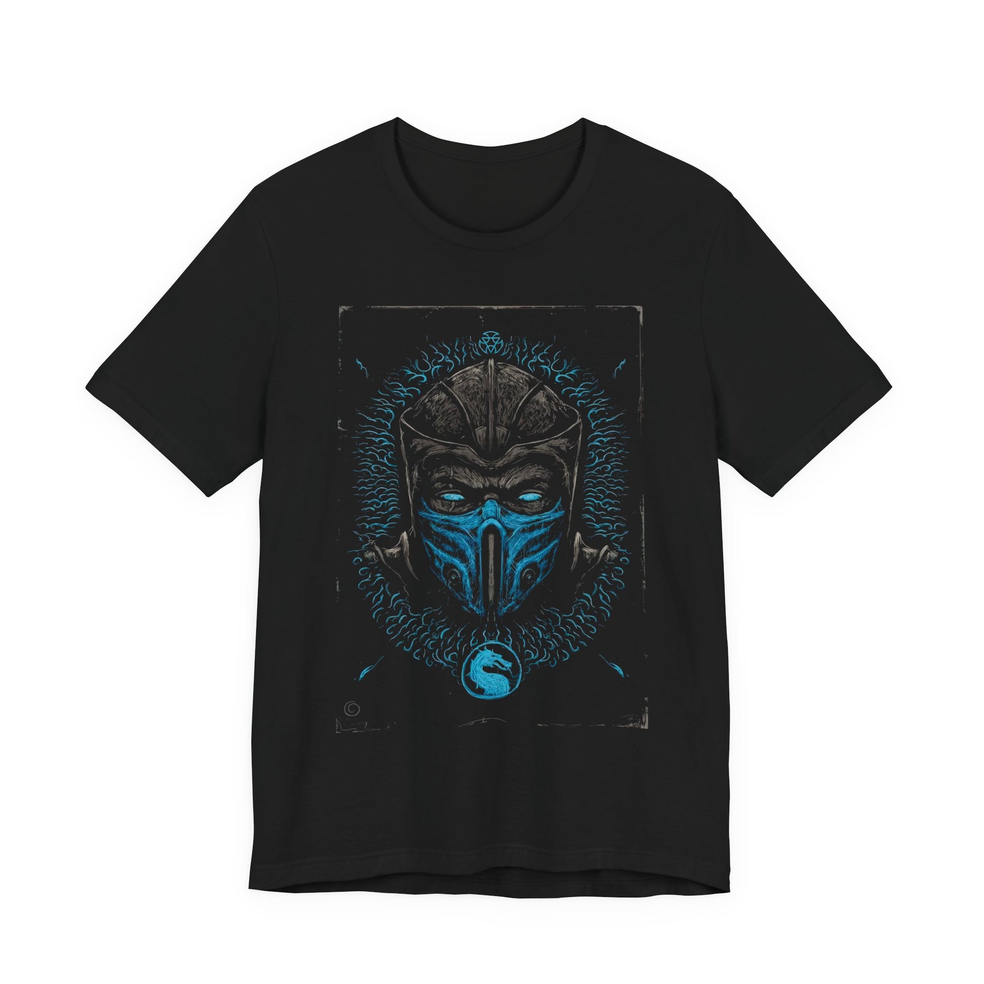 T-Shirt Epic Gamer Tee | Blue Flame Masked Warrior