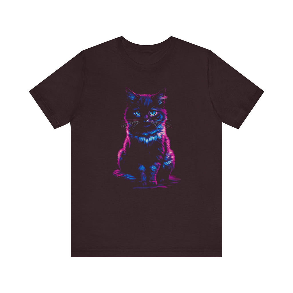 T-Shirt Neon Cat T-Shirt - Vibrant Unisex Tee for Cat Lovers (100% Cotton) Oxblood Black