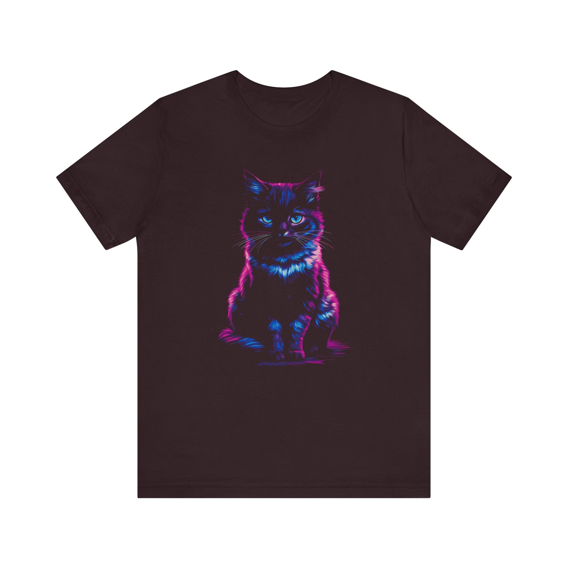 T-Shirt Neon Cat T-Shirt - Vibrant Unisex Tee for Cat Lovers (100% Cotton) Oxblood Black