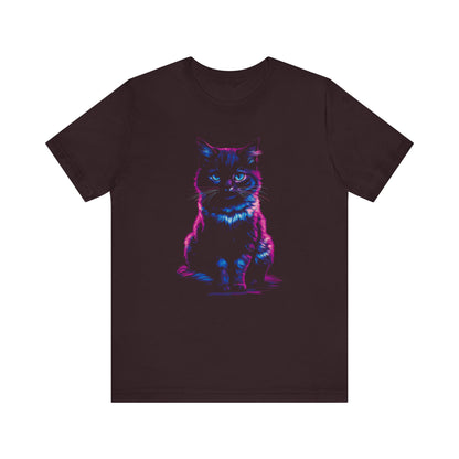 T-Shirt Neon Cat T-Shirt - Vibrant Unisex Tee for Cat Lovers (100% Cotton) Oxblood Black