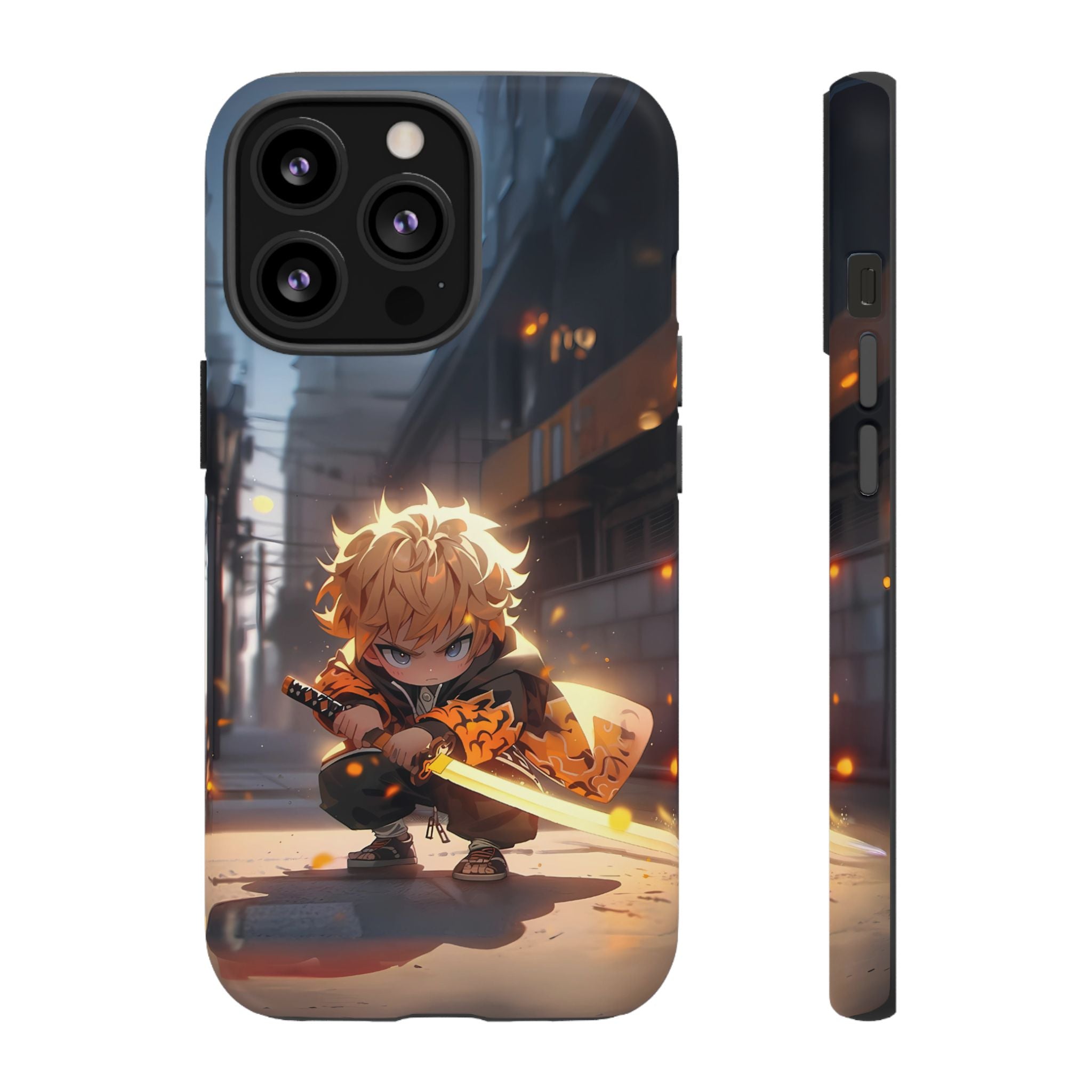 Chibi Zenitsu Lightning Tough Phone Case – Anime Protective Case for iPhone & Samsung, UV Resistant, Durable & Stylish