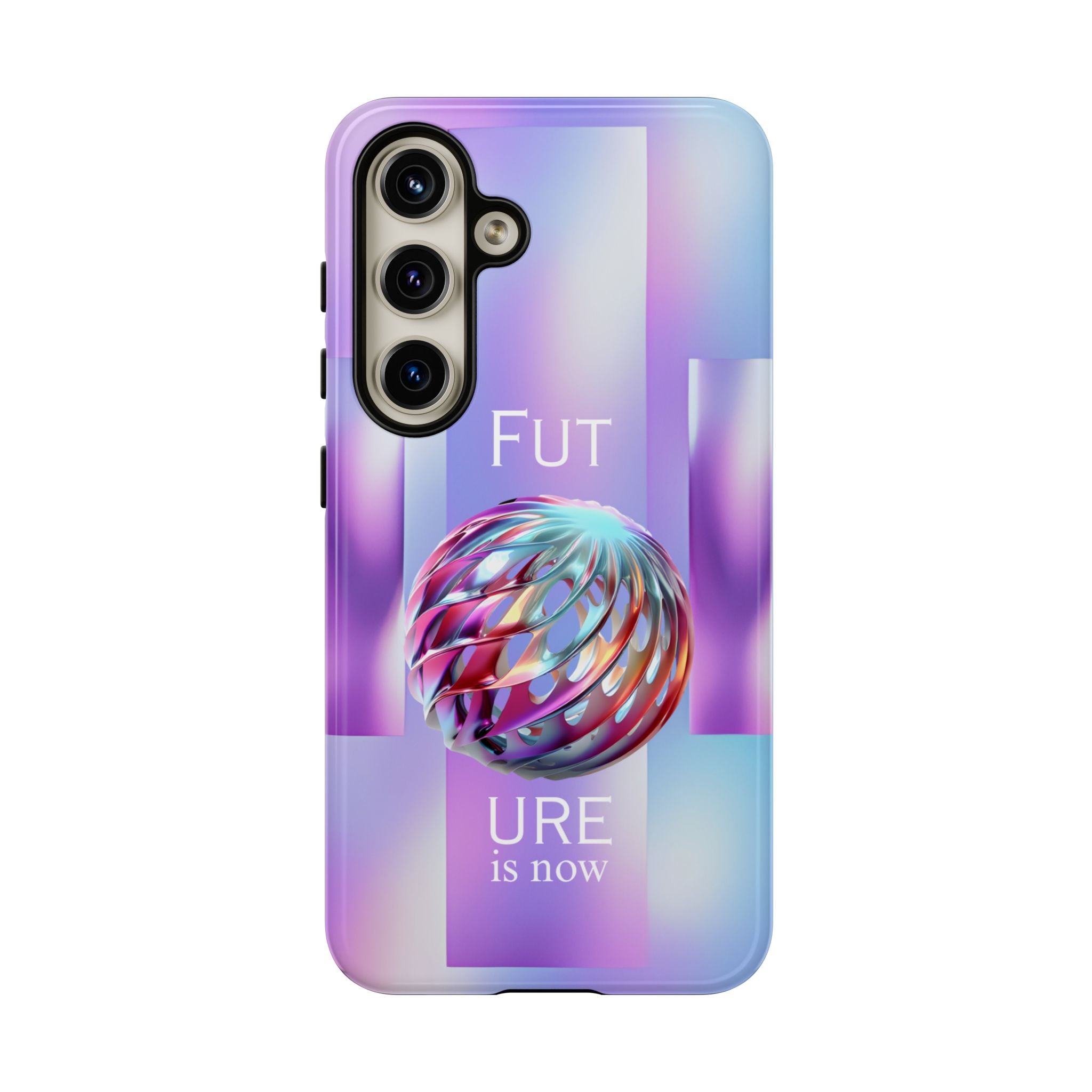 Futuristic Gradient Tough Case – 'Future is Now' 3D Design | Shockproof & UV Protected