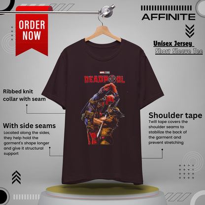 T-Shirt Deadpool Graphic Unisex Jersey Tee - Perfect for Comic Fans Oxblood Black