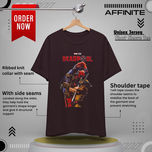 T-Shirt Deadpool Graphic Unisex Jersey Tee - Perfect for Comic Fans Oxblood Black