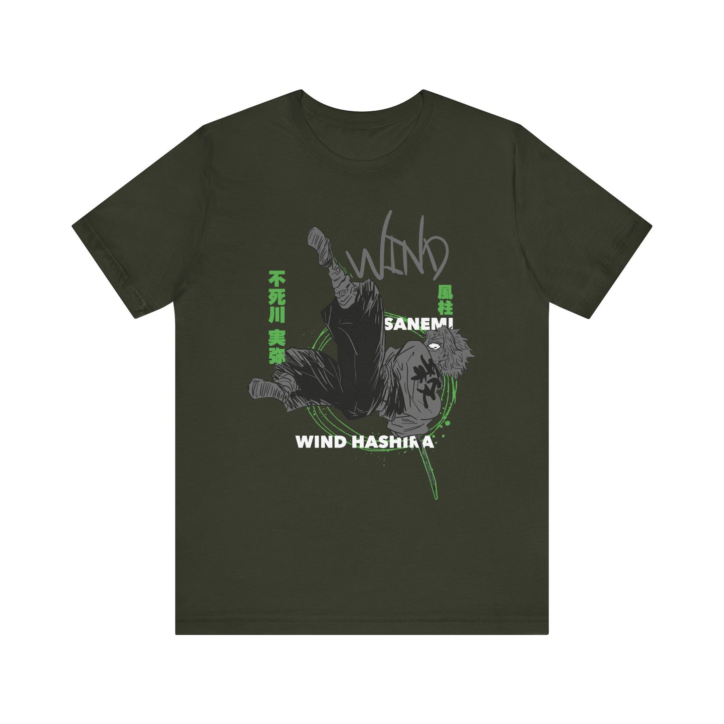 T-Shirt Sanemi Wind Hashira Shirt - Official Demon Slayer Merch (Unisex Anime Tee) Dark Olive