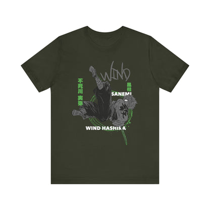 T-Shirt Sanemi Wind Hashira Shirt - Official Demon Slayer Merch (Unisex Anime Tee) Dark Olive