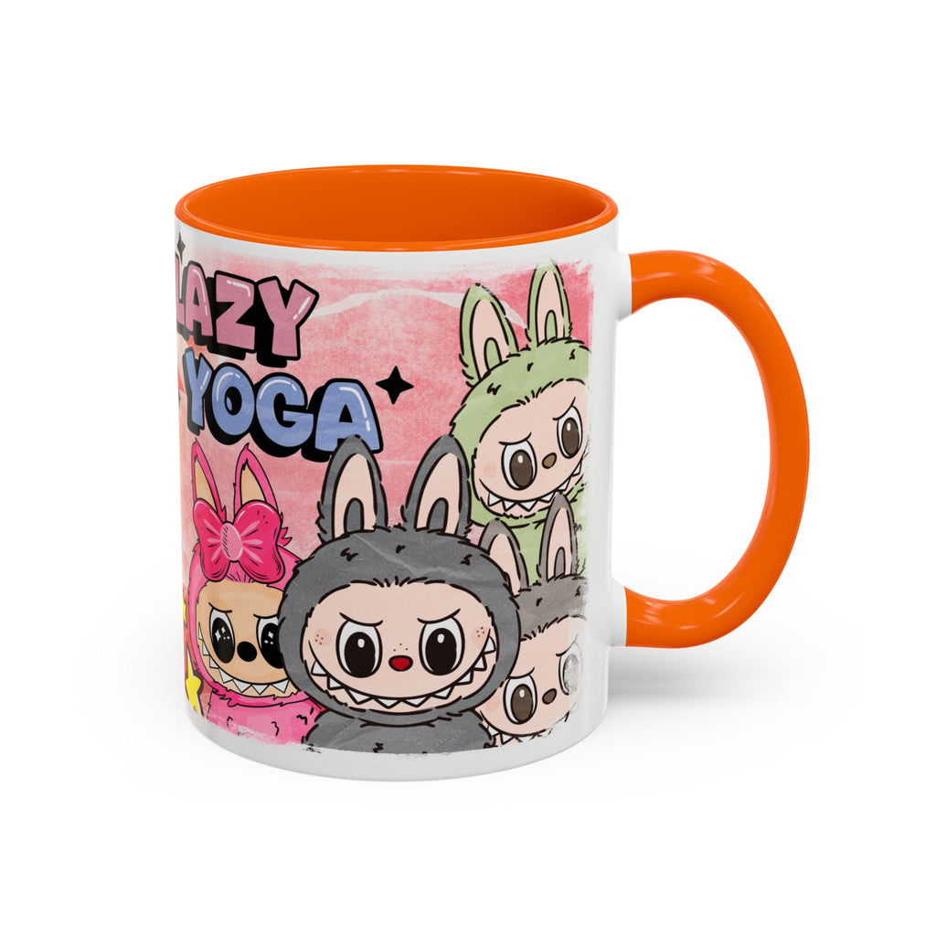 Lazy Yoga Labubu Cartoon Accent Coffee Mug - Fun and Playful Design for Coffee Lovers