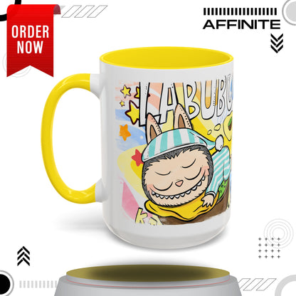 Mug Labubu Lazy Yoga Accent Coffee Mug - Fun & Whimsical Design for Relaxation Lovers 15oz Yellow