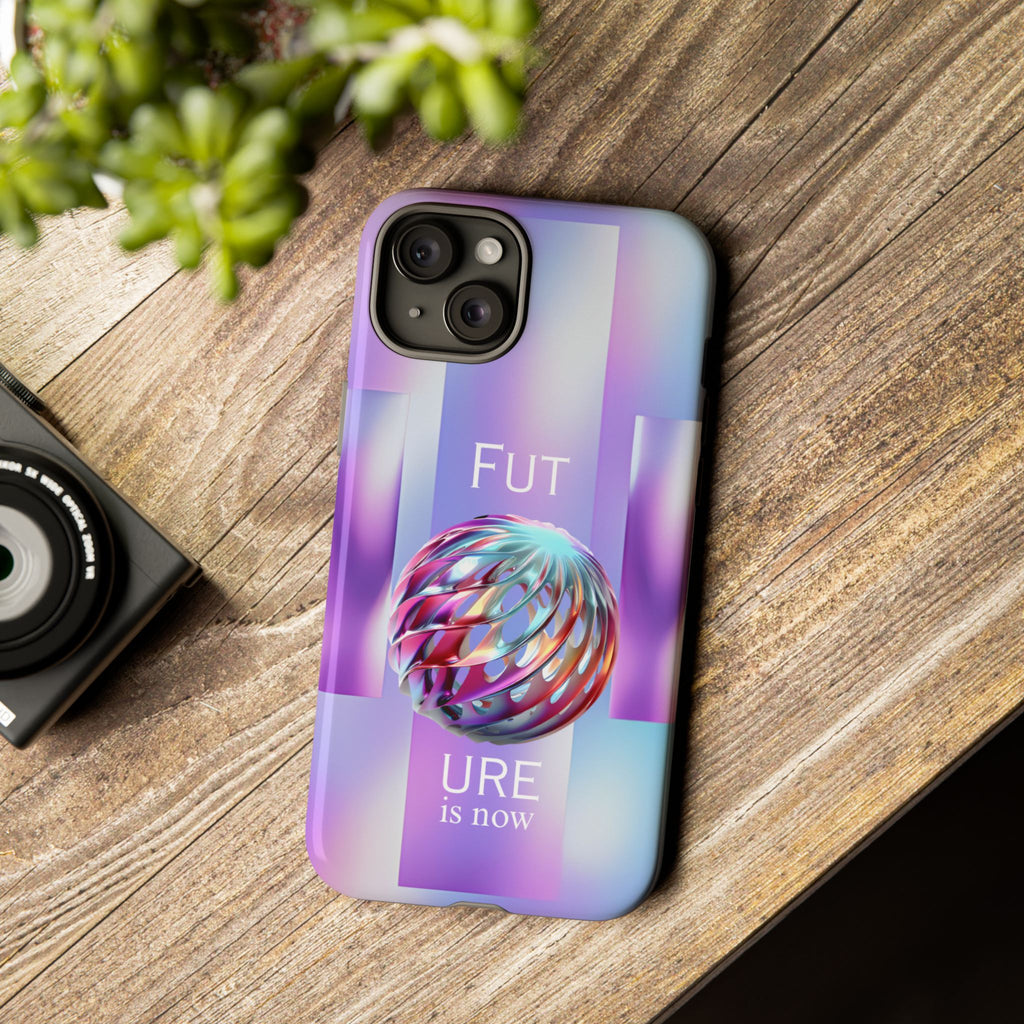 Futuristic Gradient Tough Case – 'Future is Now' 3D Design | Shockproof & UV Protected