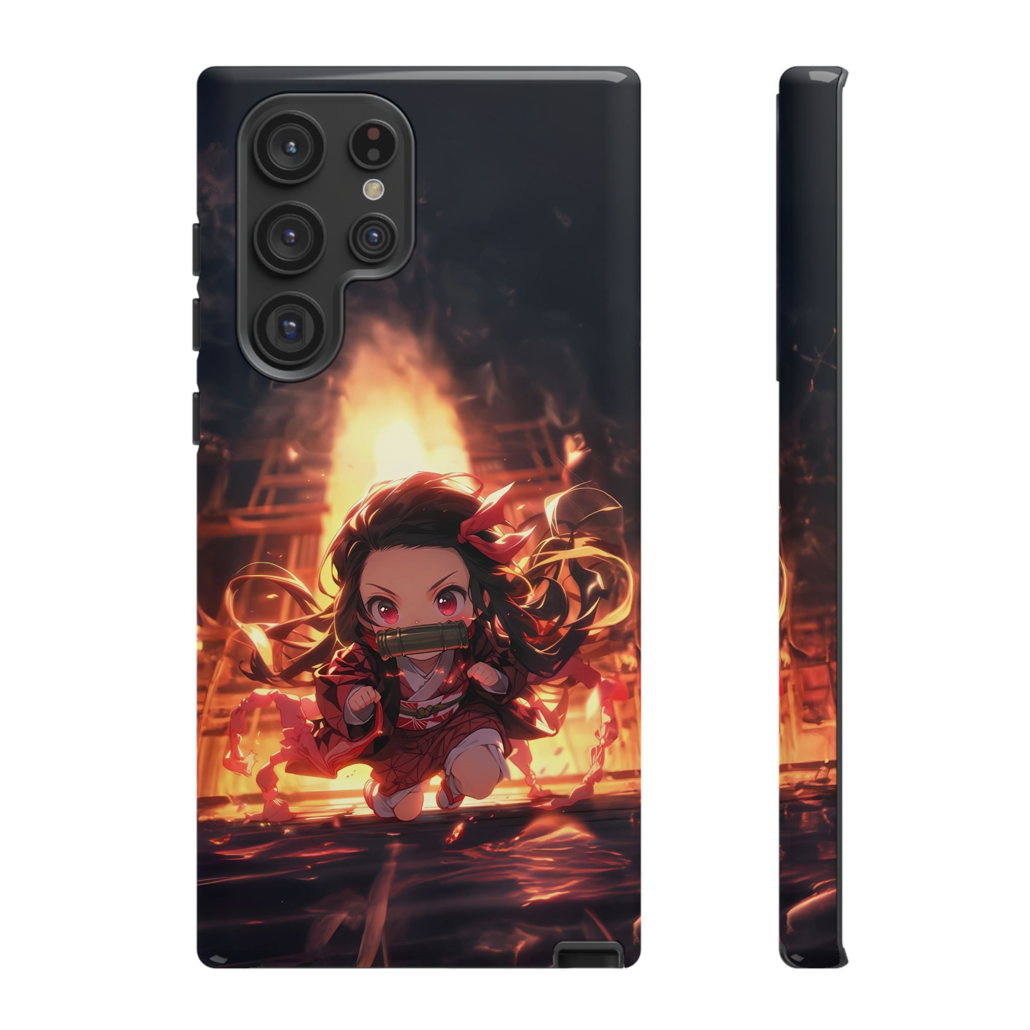Chibi Nezuko Kamado Tough Phone Case – Anime Protective Case for iPhone & Samsung, UV Resistant, Durable & Stylish