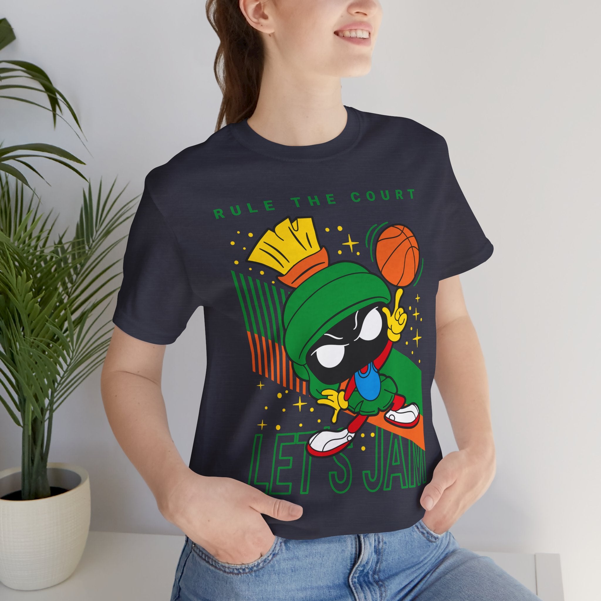Cartoon Marvin Basketball Graphic Tee - "Rule the Court, Let's Jam!"