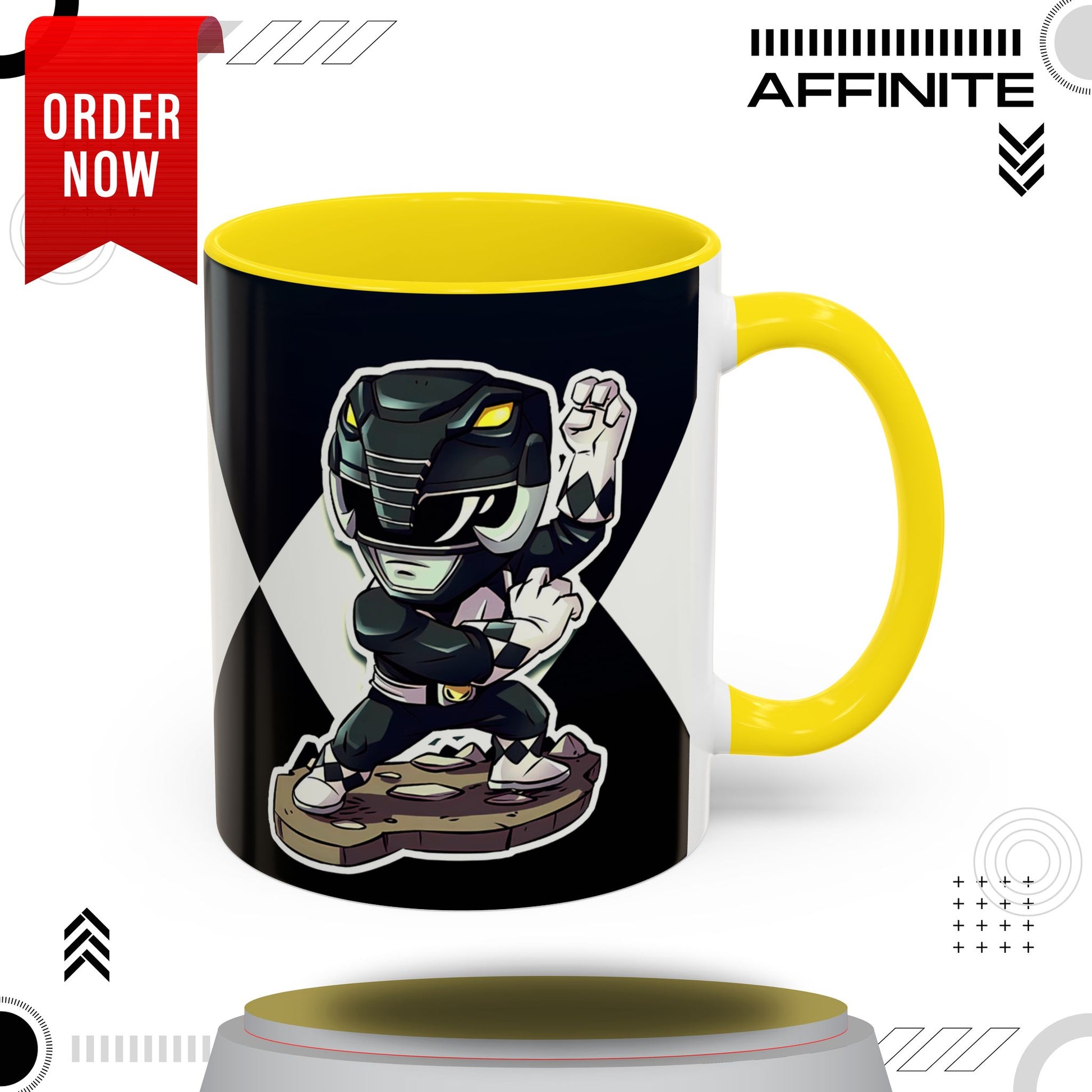 Mug Mighty Morphin Power Rangers Black Ranger Ceramic Mug - 11oz & 15oz Coffee Mug - Accent Mug for Pop Culture Fans 11oz Yellow