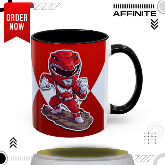 Mug Mighty Morphin Power Rangers Red Ranger Ceramic Mug - 11oz & 15oz Coffee Mug - Accent Mug for Pop Culture Fans 11oz Black