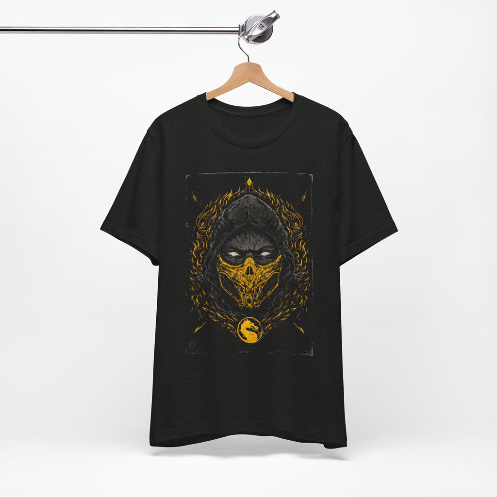 T-Shirt Scorpion Fire Ninja Graphic T-Shirt – Black & Yellow Gamer Tee Black Heather