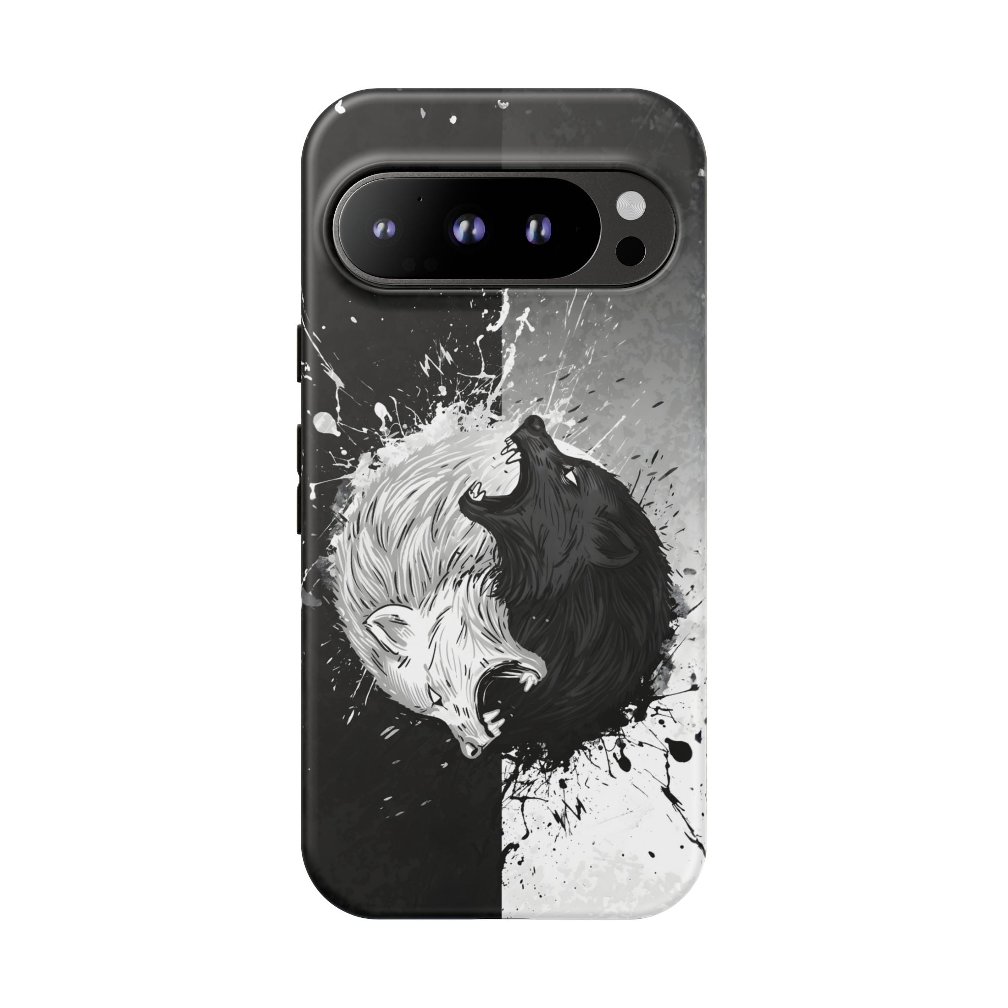 Yin Yang Wolf Phone Case - Dual Layer Protective Cover Google Pixel 9 Pro Matte Tough Cases