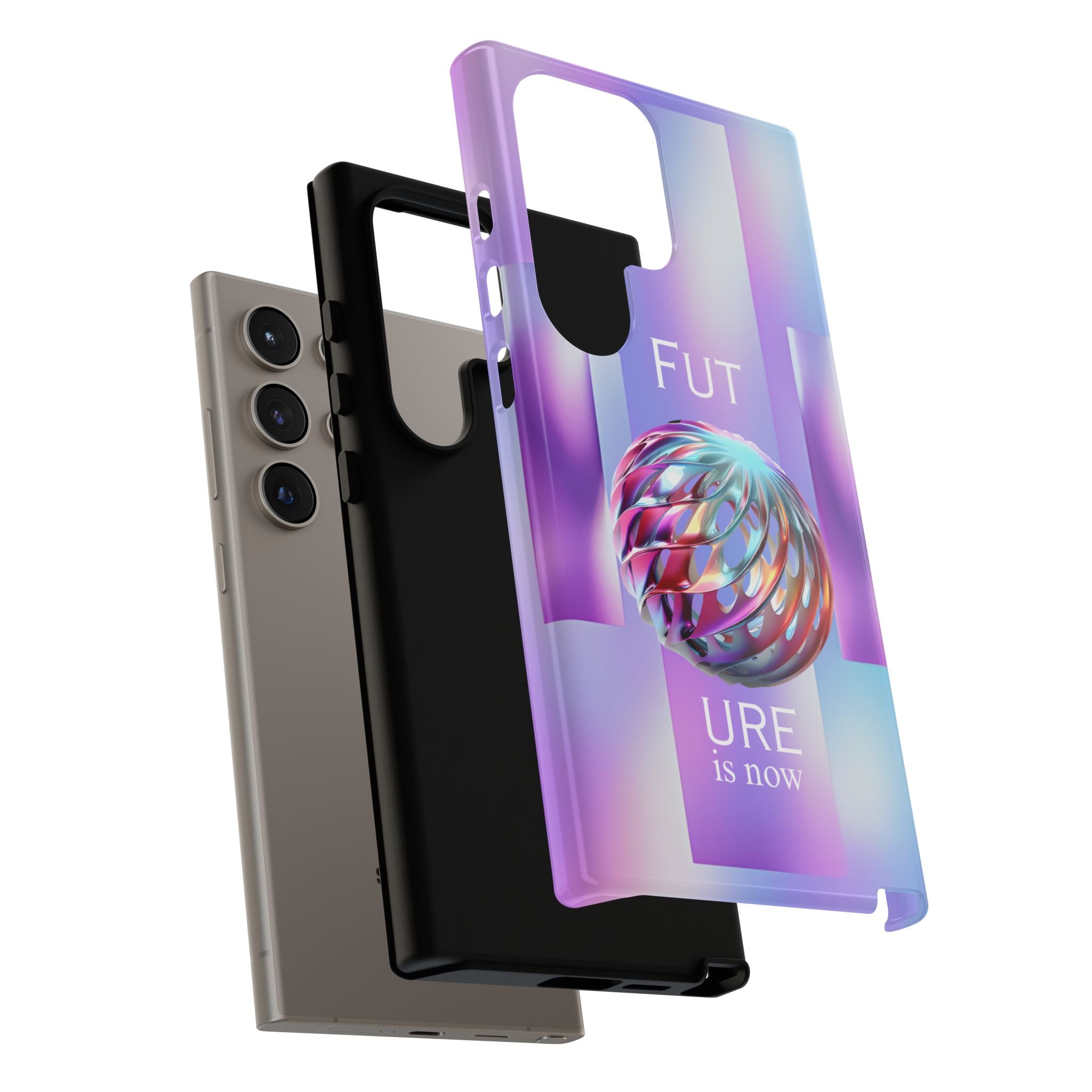 Futuristic Gradient Tough Case – 'Future is Now' 3D Design | Shockproof & UV Protected