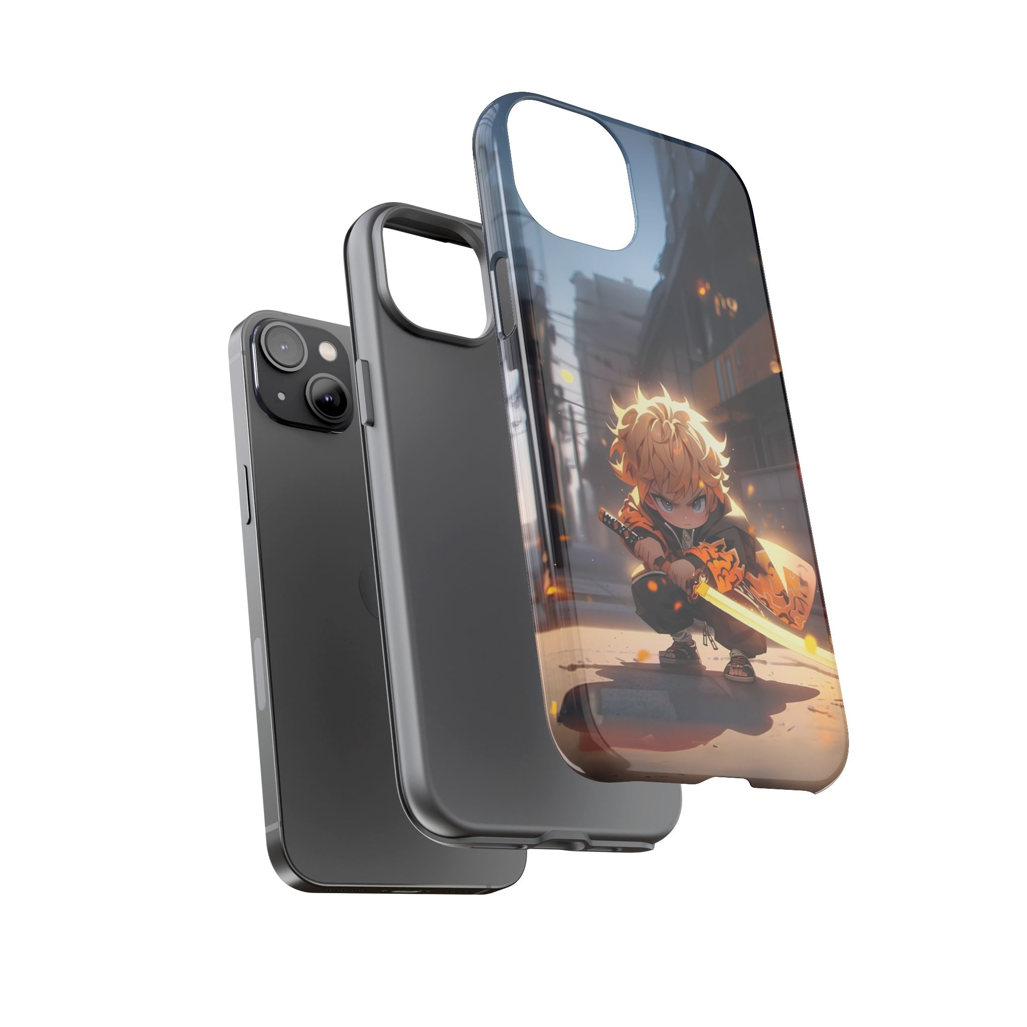 Chibi Zenitsu Lightning Tough Phone Case – Anime Protective Case for iPhone & Samsung, UV Resistant, Durable & Stylish