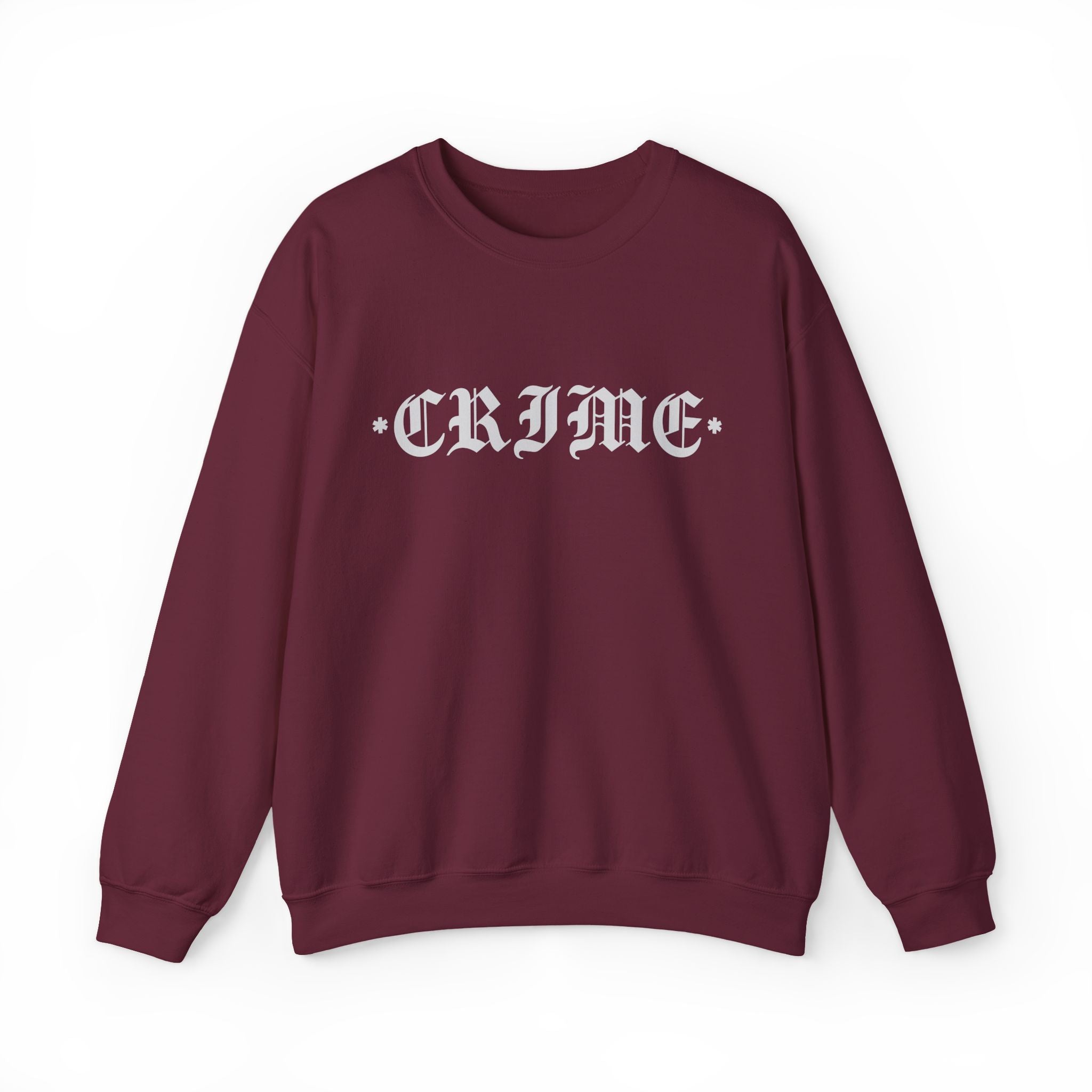 Unisex Heavy Blend Crewneck Sweatshirt - Bold 'CRIME' Graphic - Comfortable Everyday Wear