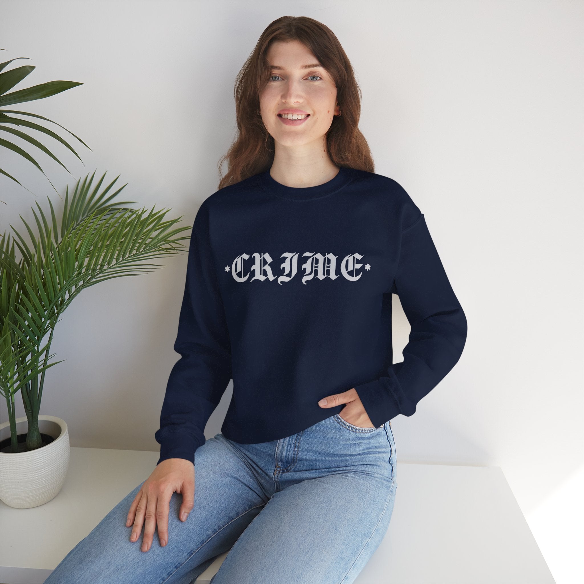 Graphic Crewneck Sweatshirt - Heavy Blend Unisex Crime Design