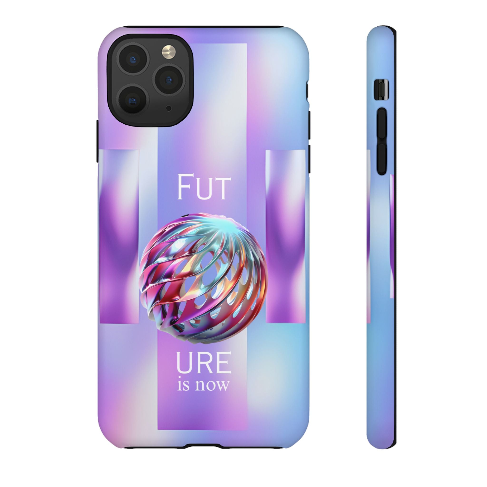 Futuristic Gradient Tough Case – 'Future is Now' 3D Design | Shockproof & UV Protected