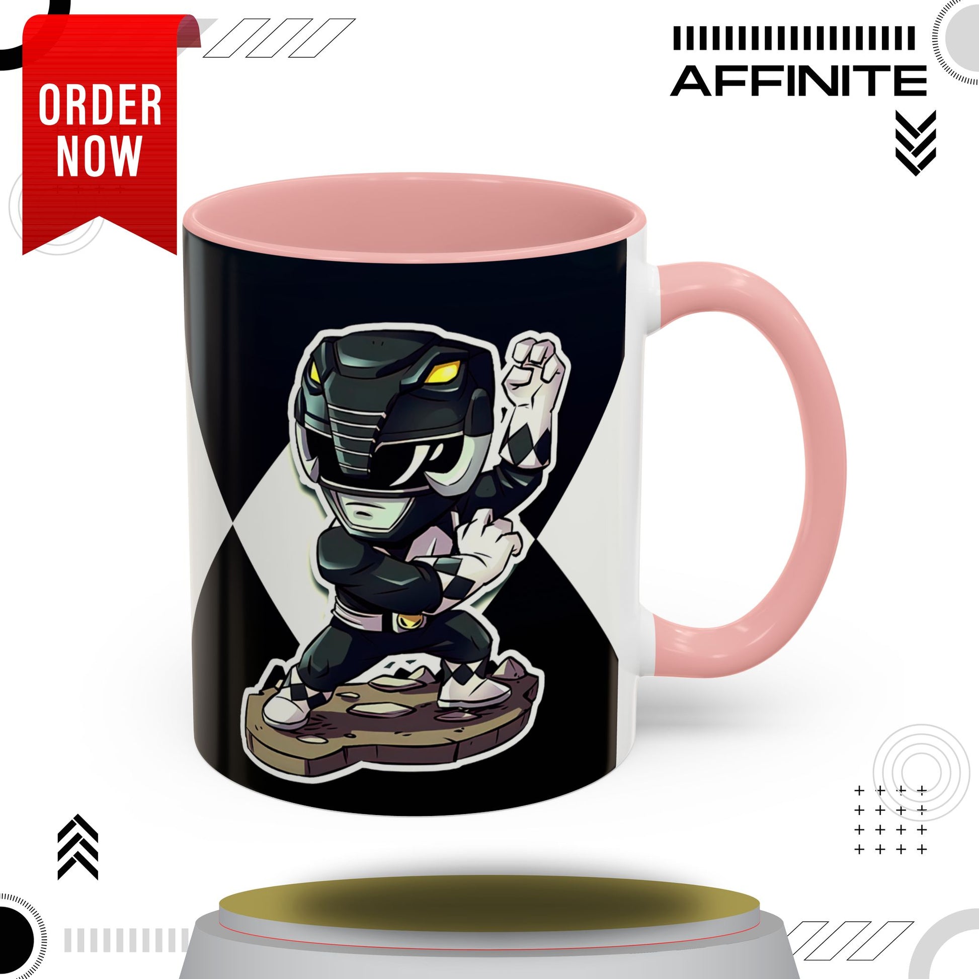 Mug Mighty Morphin Power Rangers Black Ranger Ceramic Mug - 11oz & 15oz Coffee Mug - Accent Mug for Pop Culture Fans 11oz Pink