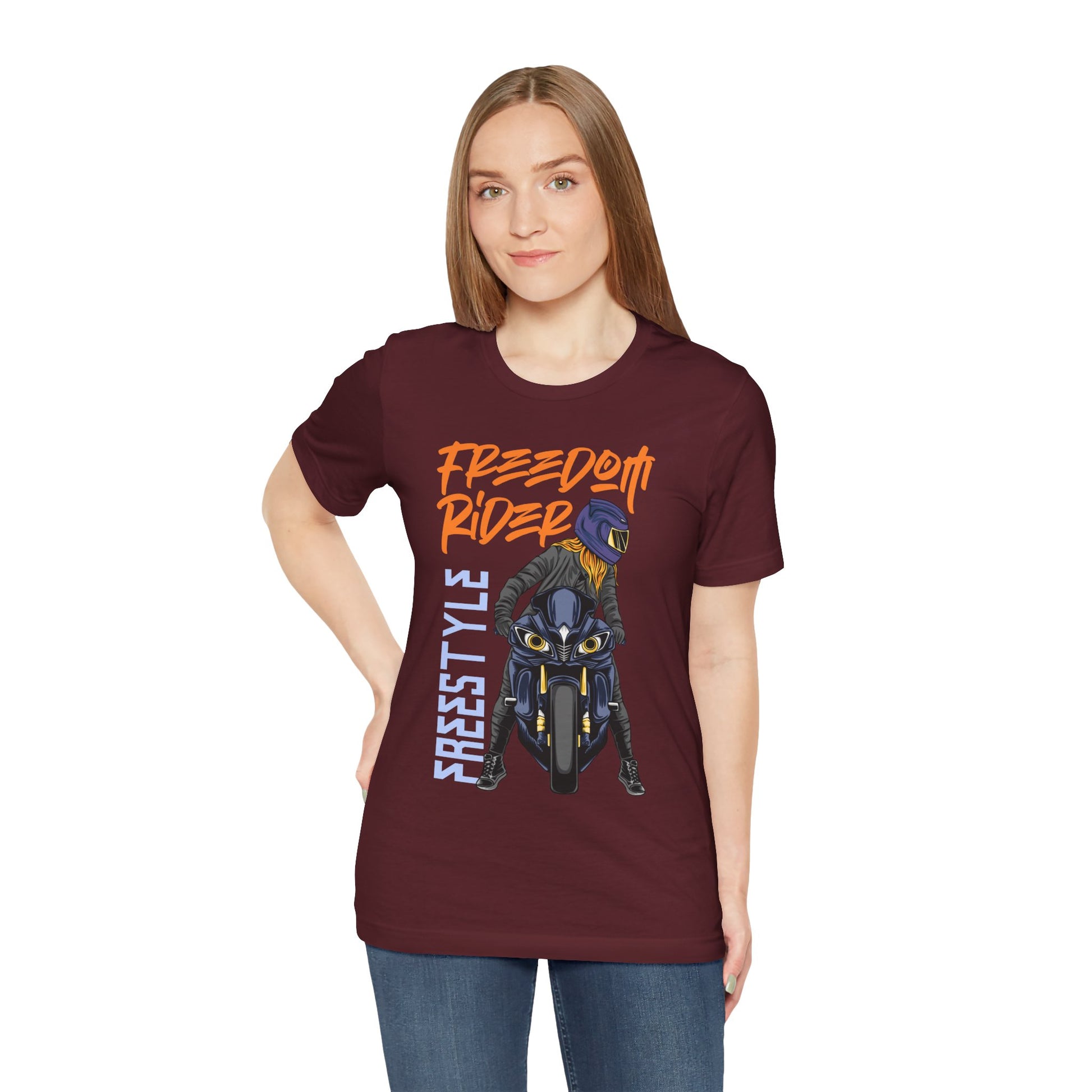 T-Shirt Freedom Rider Motorbike Unisex Short Sleeve Tee - Stylish & Bold Biker Tee