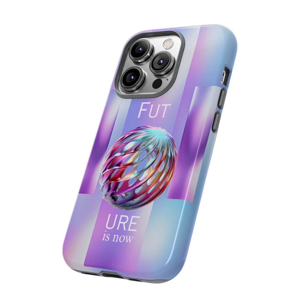 Futuristic Gradient Tough Case – 'Future is Now' 3D Design | Shockproof & UV Protected