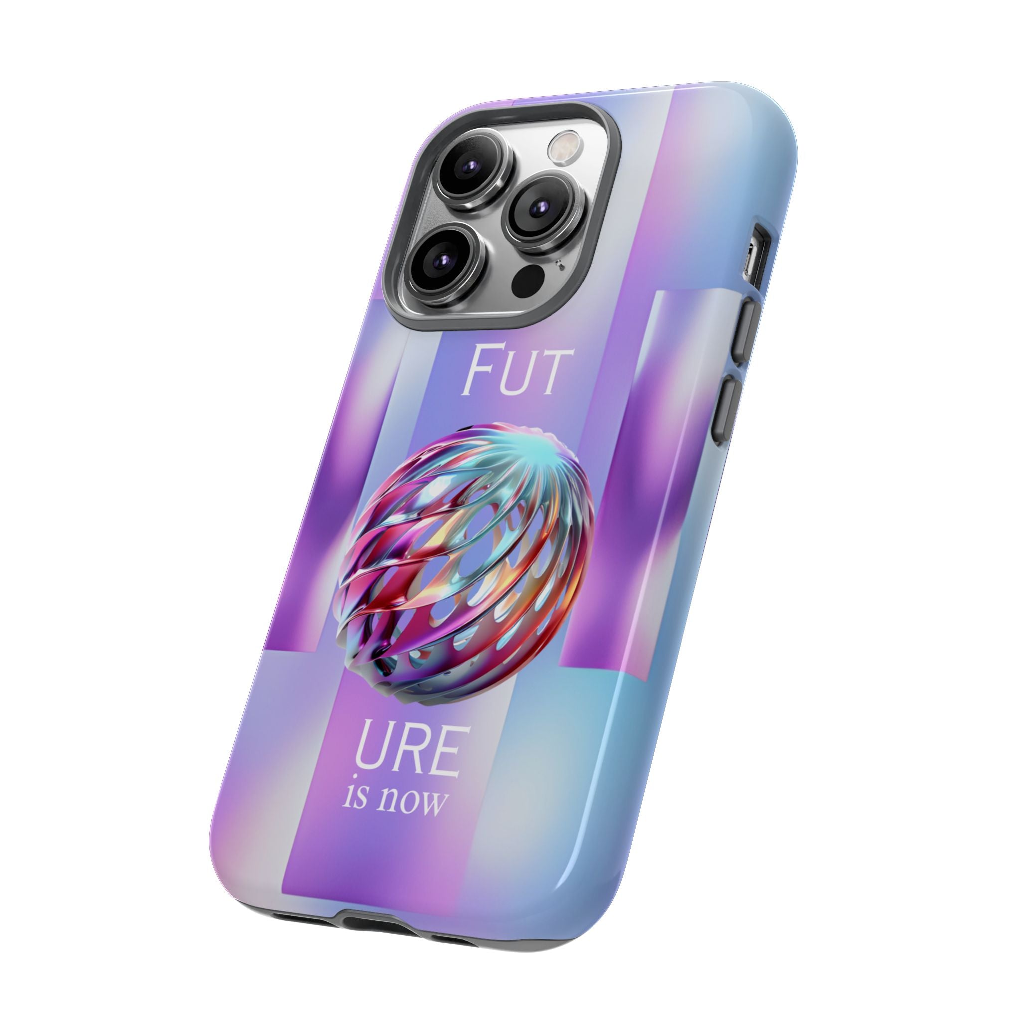 Futuristic Gradient Tough Case – 'Future is Now' 3D Design | Shockproof & UV Protected