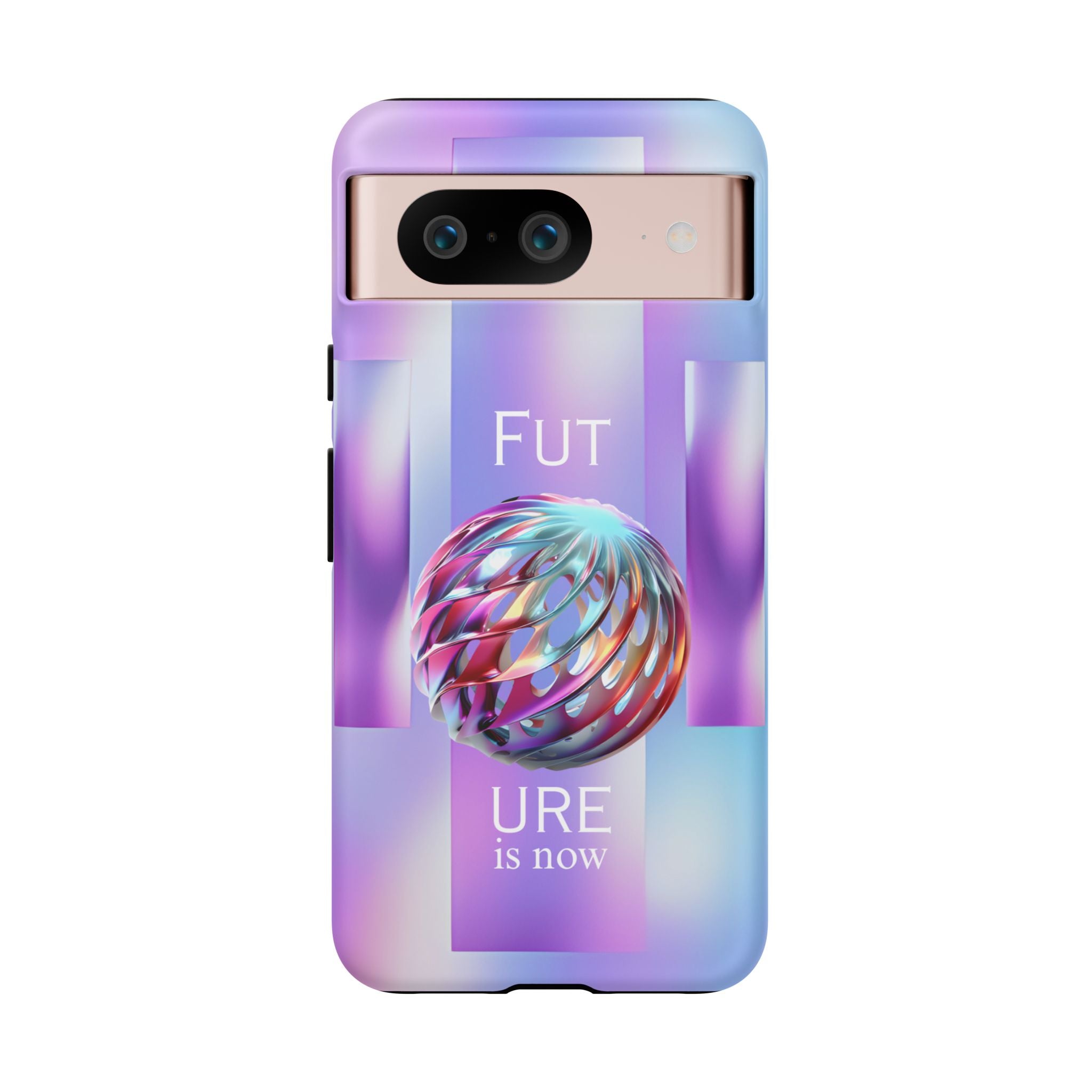 Futuristic Gradient Tough Case – 'Future is Now' 3D Design | Shockproof & UV Protected