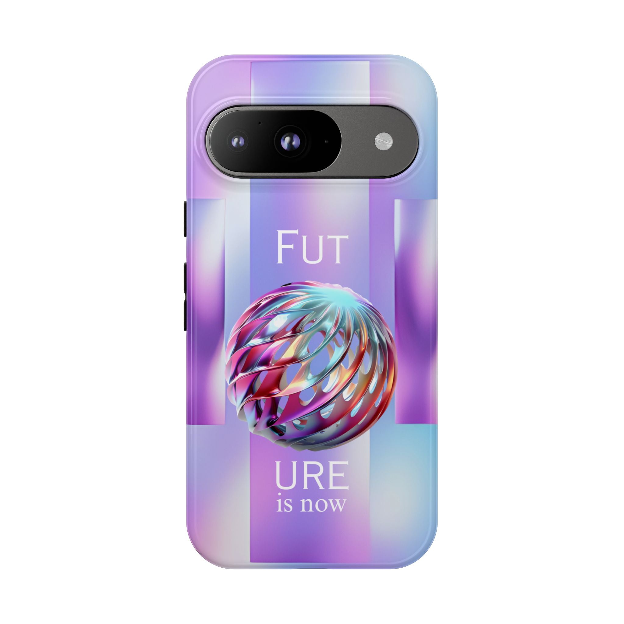 Futuristic Gradient Tough Case – 'Future is Now' 3D Design | Shockproof & UV Protected