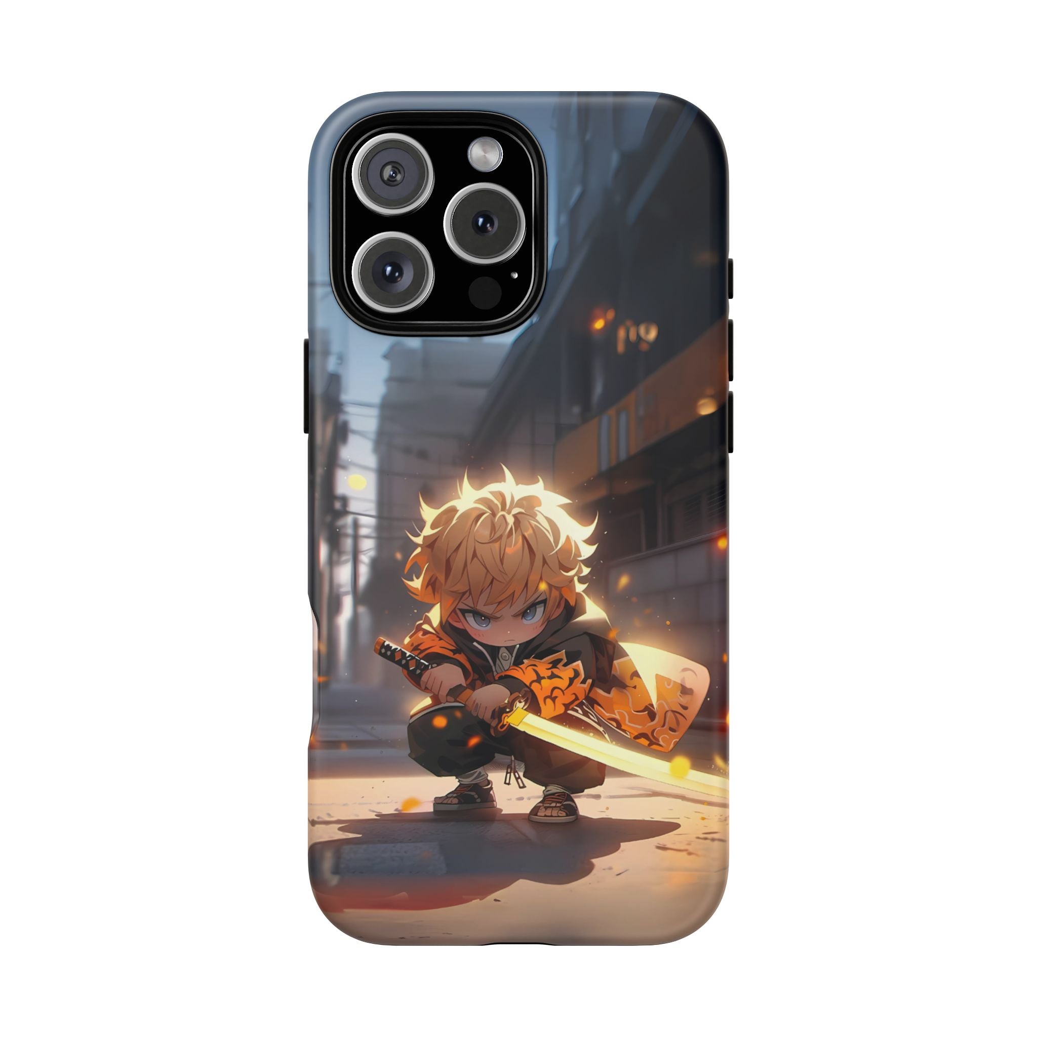 Chibi Zenitsu Lightning Tough Phone Case – Anime Protective Case for iPhone & Samsung, UV Resistant, Durable & Stylish
