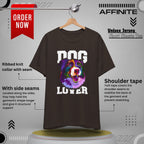 T-Shirt Unisex Dog Lover Shirt | Graphic T-Shirt with Dog Design and 'Dog Lover' Text Brown