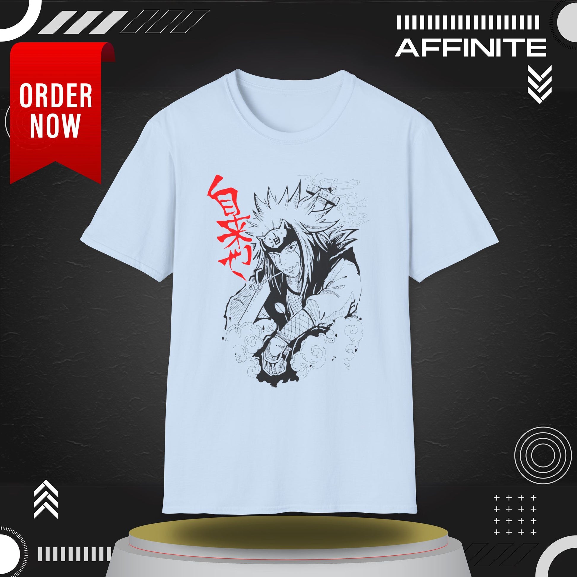 T-Shirt Anime-Jiraiya Inspired Unisex Softstyle T-Shirt with Bold Graphics Light Blue