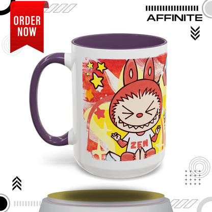 Mug Lazy Yoga Labubu Cartoon Accent Coffee Mug - Fun and Playful Design for Coffee Lovers
