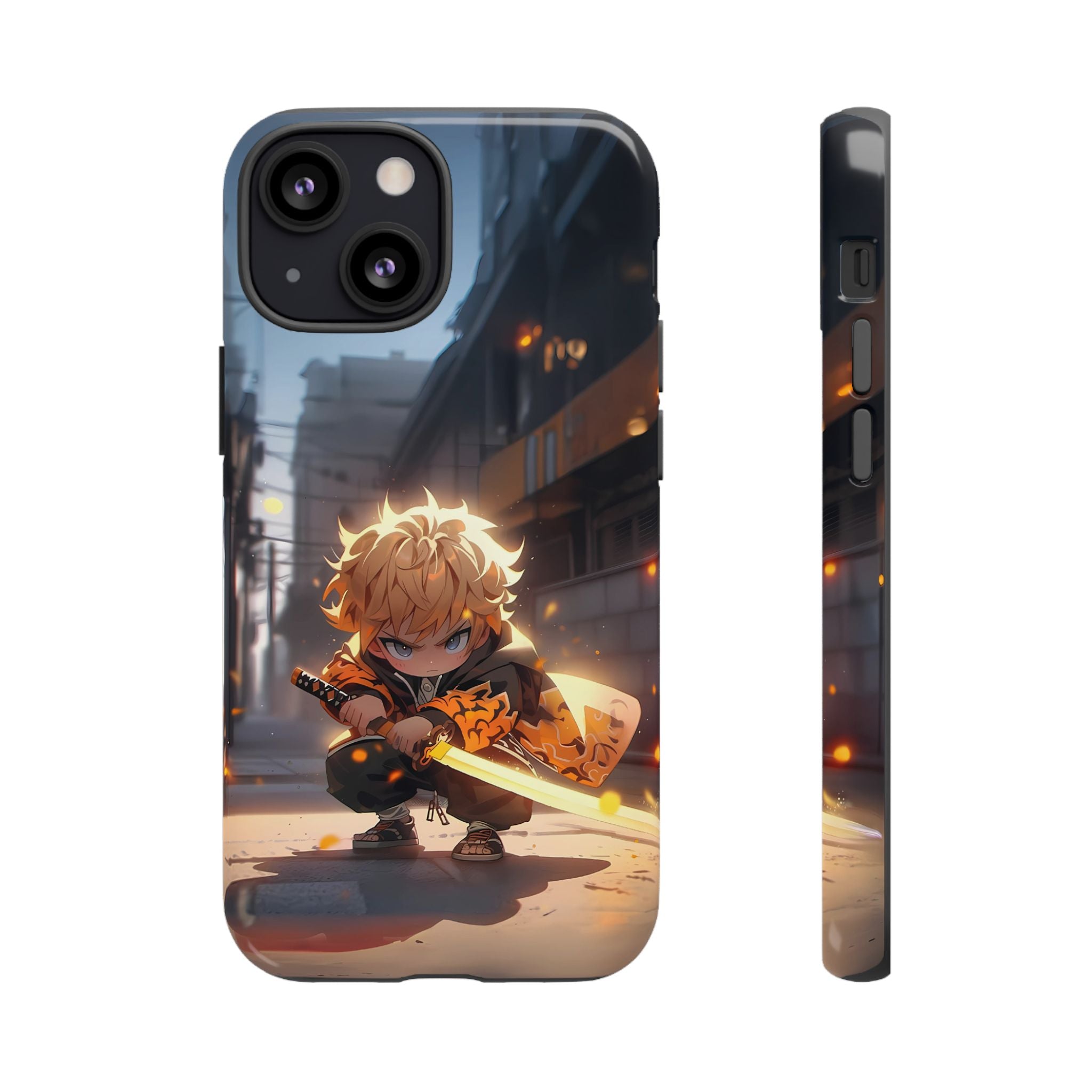 Chibi Zenitsu Lightning Tough Phone Case – Anime Protective Case for iPhone & Samsung, UV Resistant, Durable & Stylish