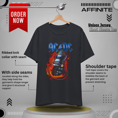 T-Shirt Rock In T Shirt - AC/DC Graphic Tee (Unisex Rock Shirt) Vintage Black