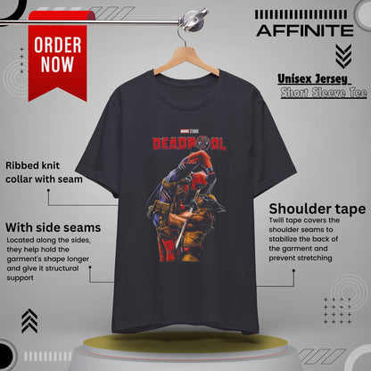 T-Shirt Deadpool Graphic Unisex Jersey Tee - Perfect for Comic Fans Dark Grey