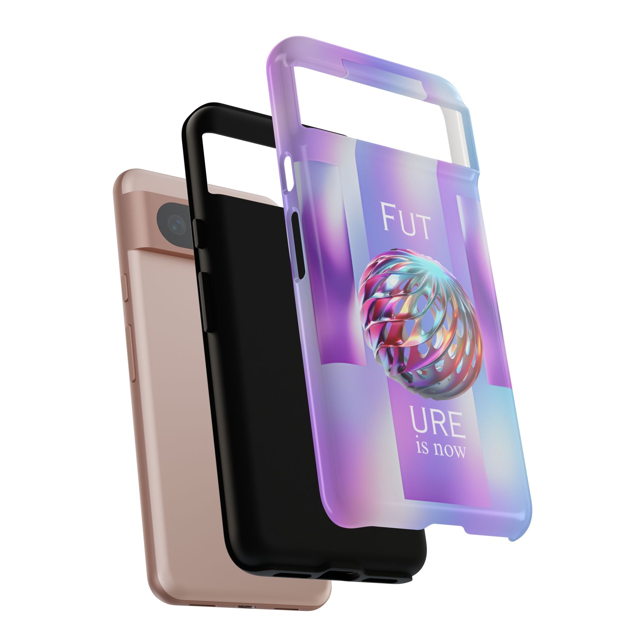 Futuristic Gradient Tough Case – 'Future is Now' 3D Design | Shockproof & UV Protected