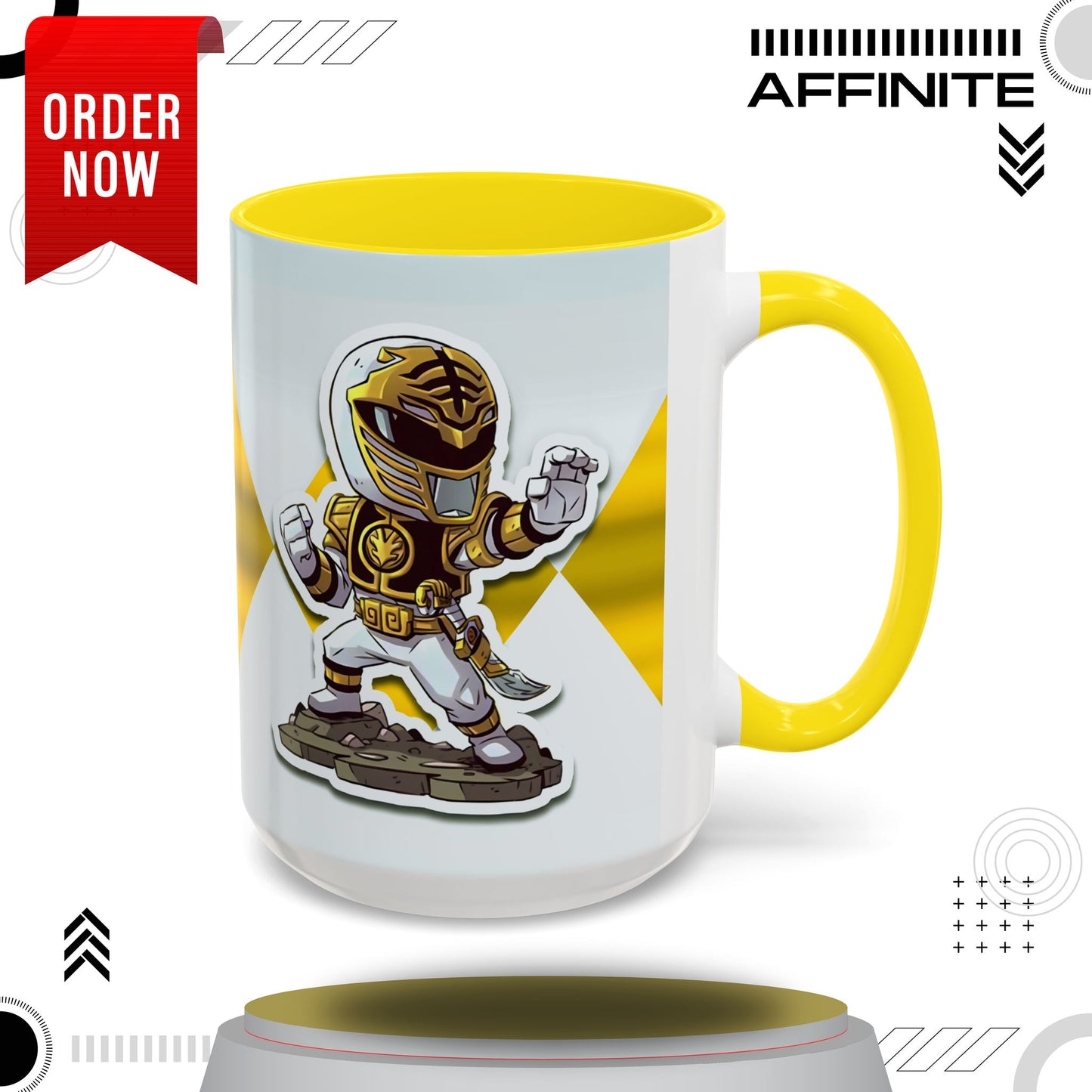 Mug White Ranger Mug – 11oz & 15oz Mighty Morphin Power Rangers Ceramic Cup 15oz Yellow