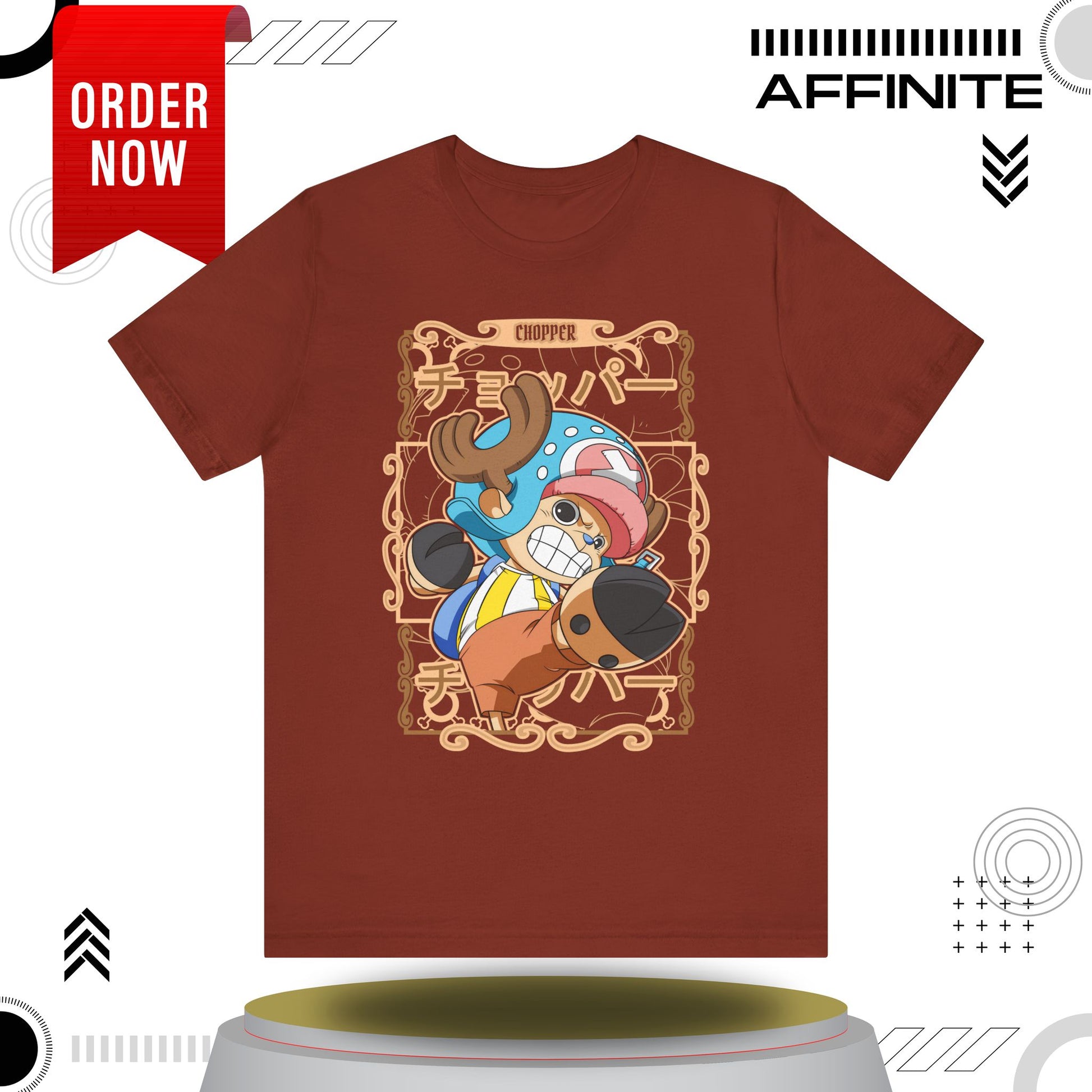 T-Shirt Anime-Inspired Unisex Short Sleeve Tee - 100% Cotton Chopper T-Shirt by Bella+Canvas Rust