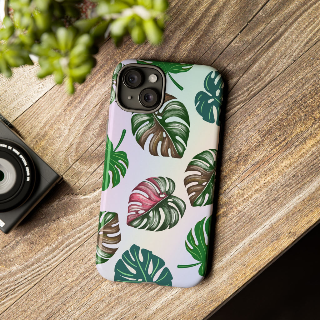 Tough Cases - Monstera Leaf Themed Phone Protection for iPhone, Samsung, and Google Pixel (Matte/Glossy)