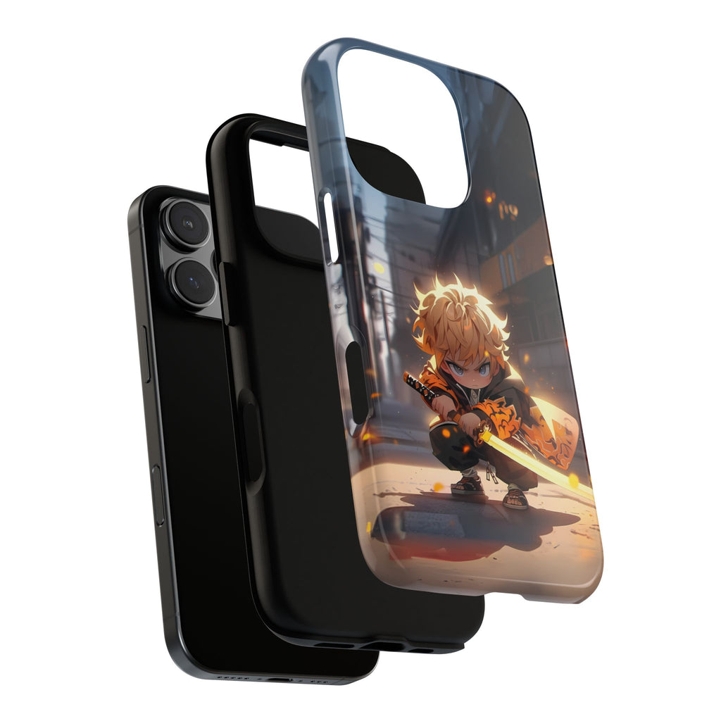 Chibi Zenitsu Lightning Tough Phone Case – Anime Protective Case for iPhone & Samsung, UV Resistant, Durable & Stylish