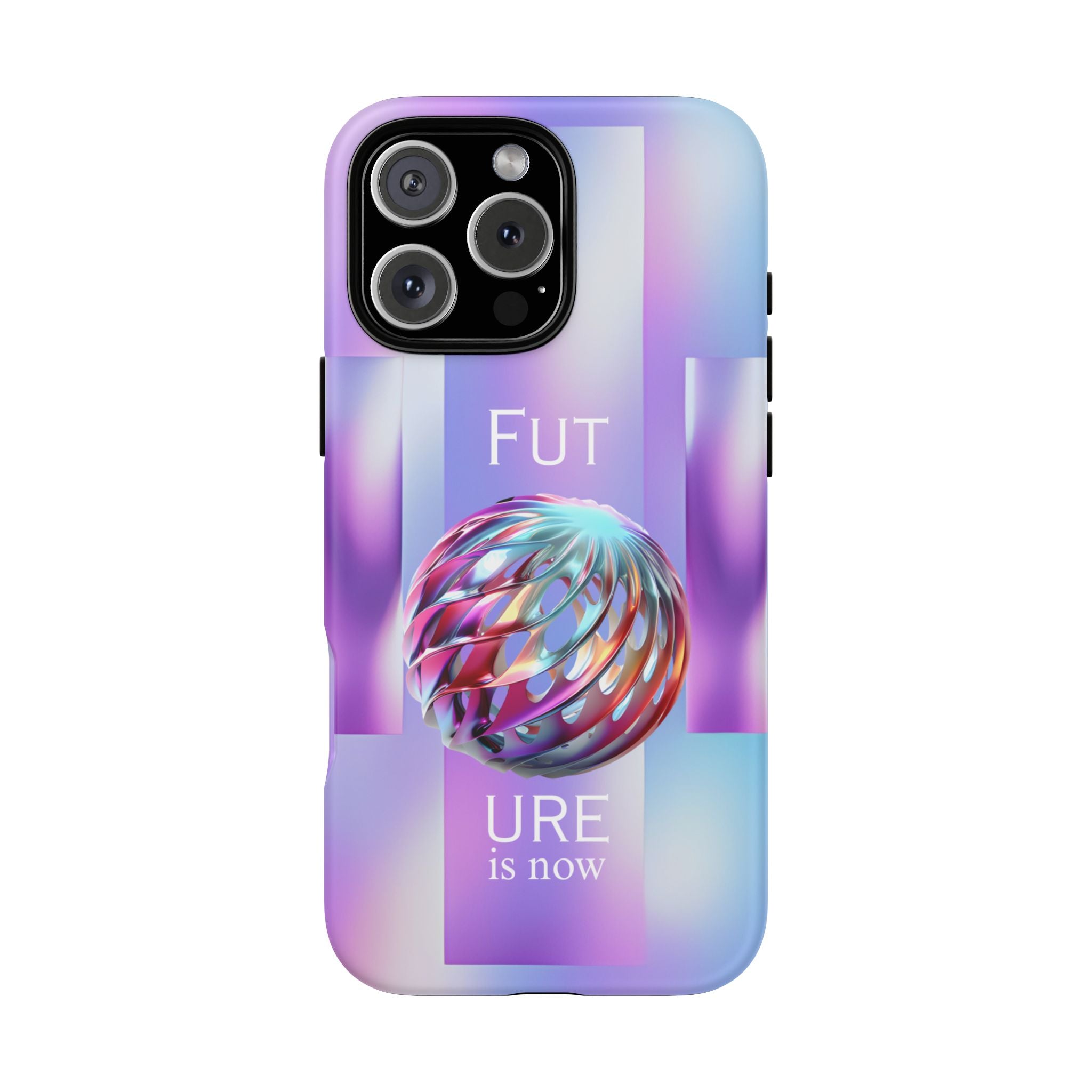 Futuristic Gradient Tough Case – 'Future is Now' 3D Design | Shockproof & UV Protected
