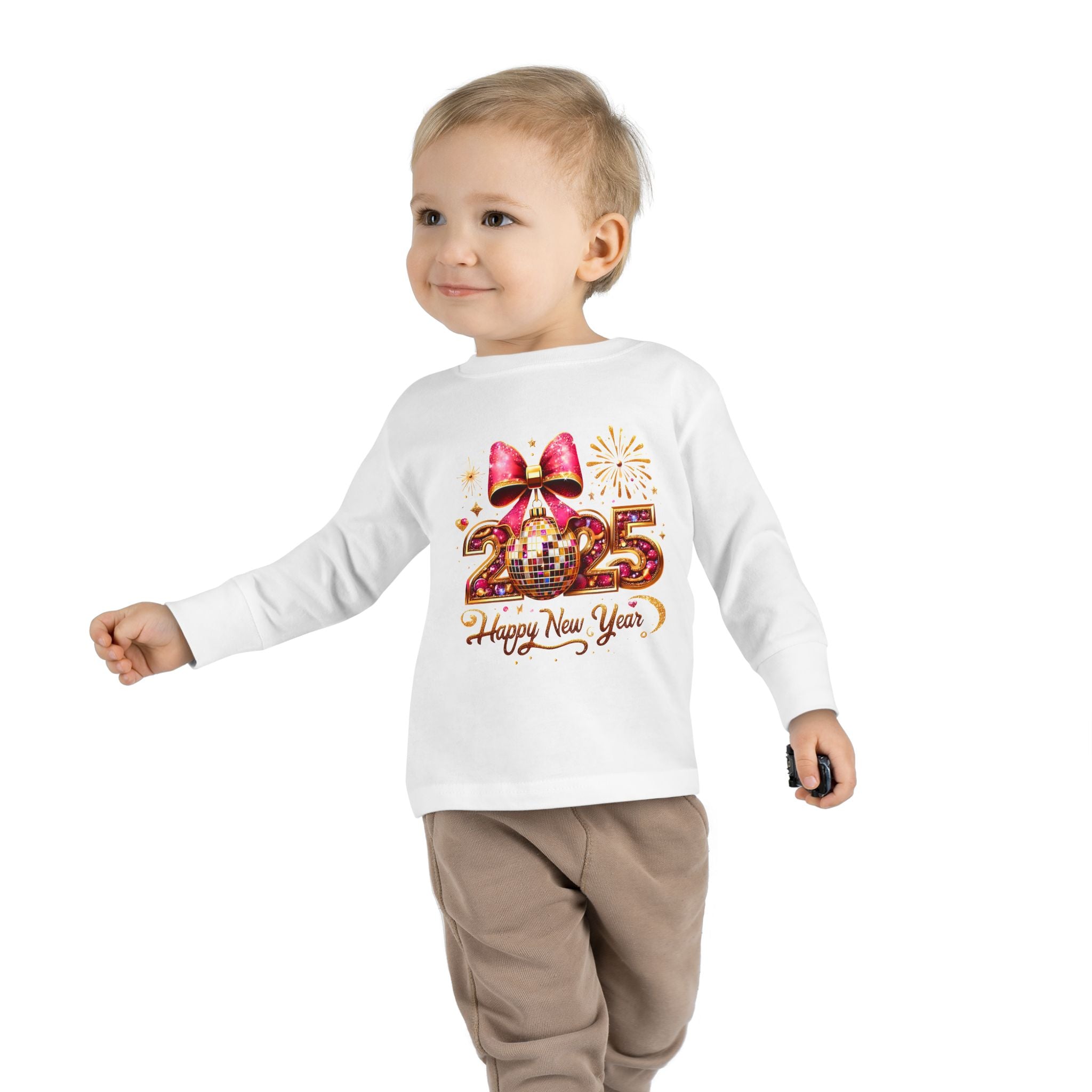 Toddler Long Sleeve Tee - 2025 Happy New Year Disco Design