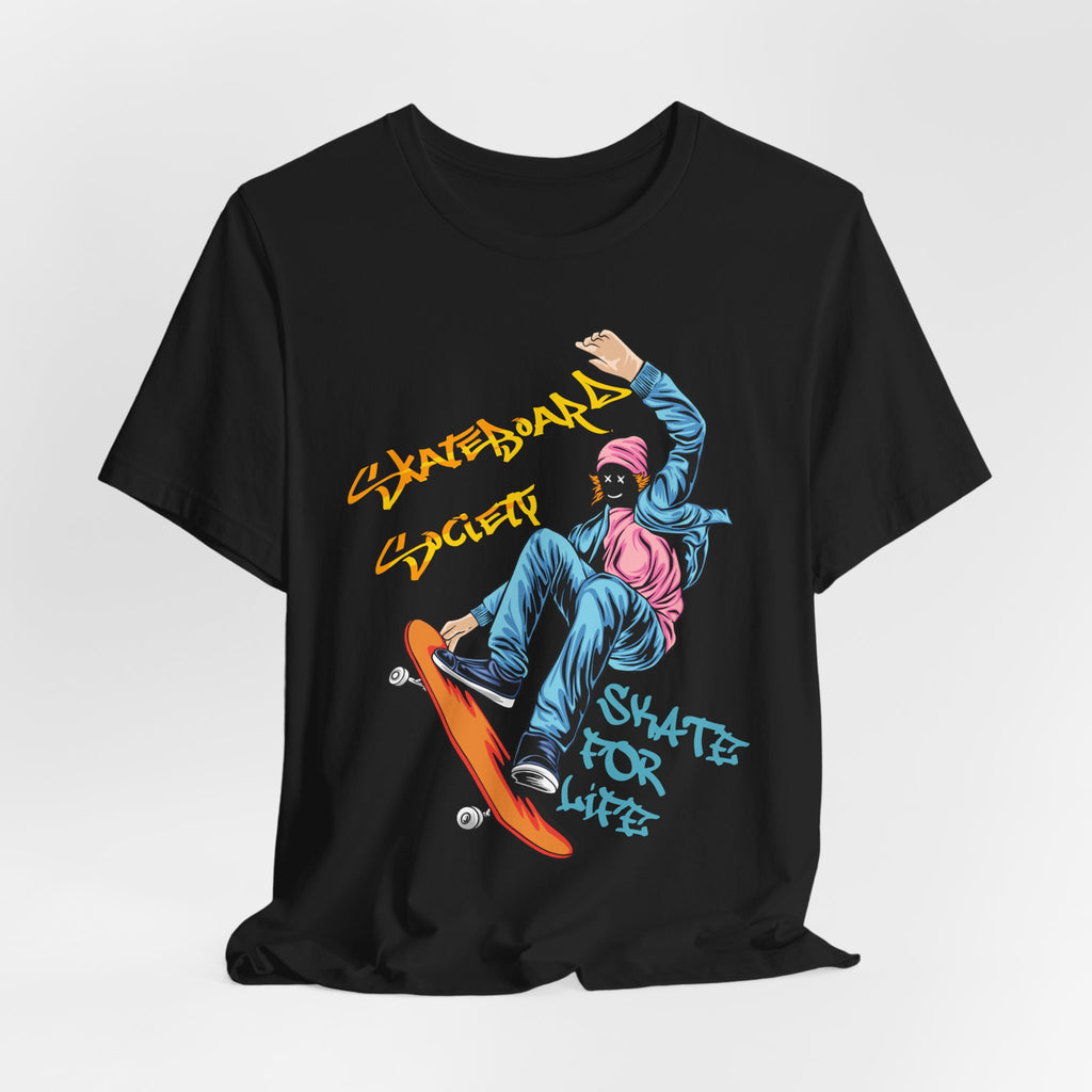 Skateboard Society Shirt – Vibrant Orange Graphic Tee for Skate Enthusiasts | Soft Cotton Unisex Fit